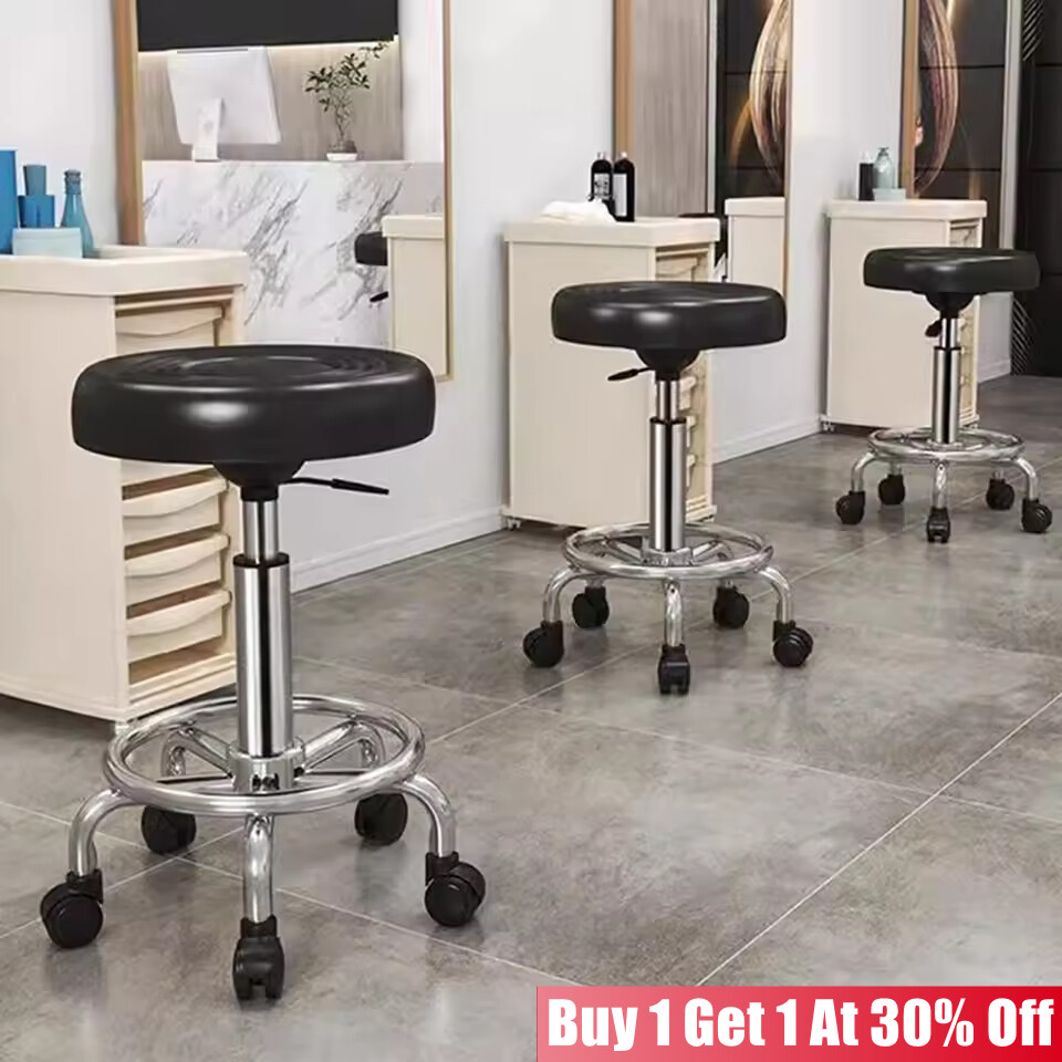 Rolling Round Bar Stool Swivel Salon Chair Beauty Workshop Salon