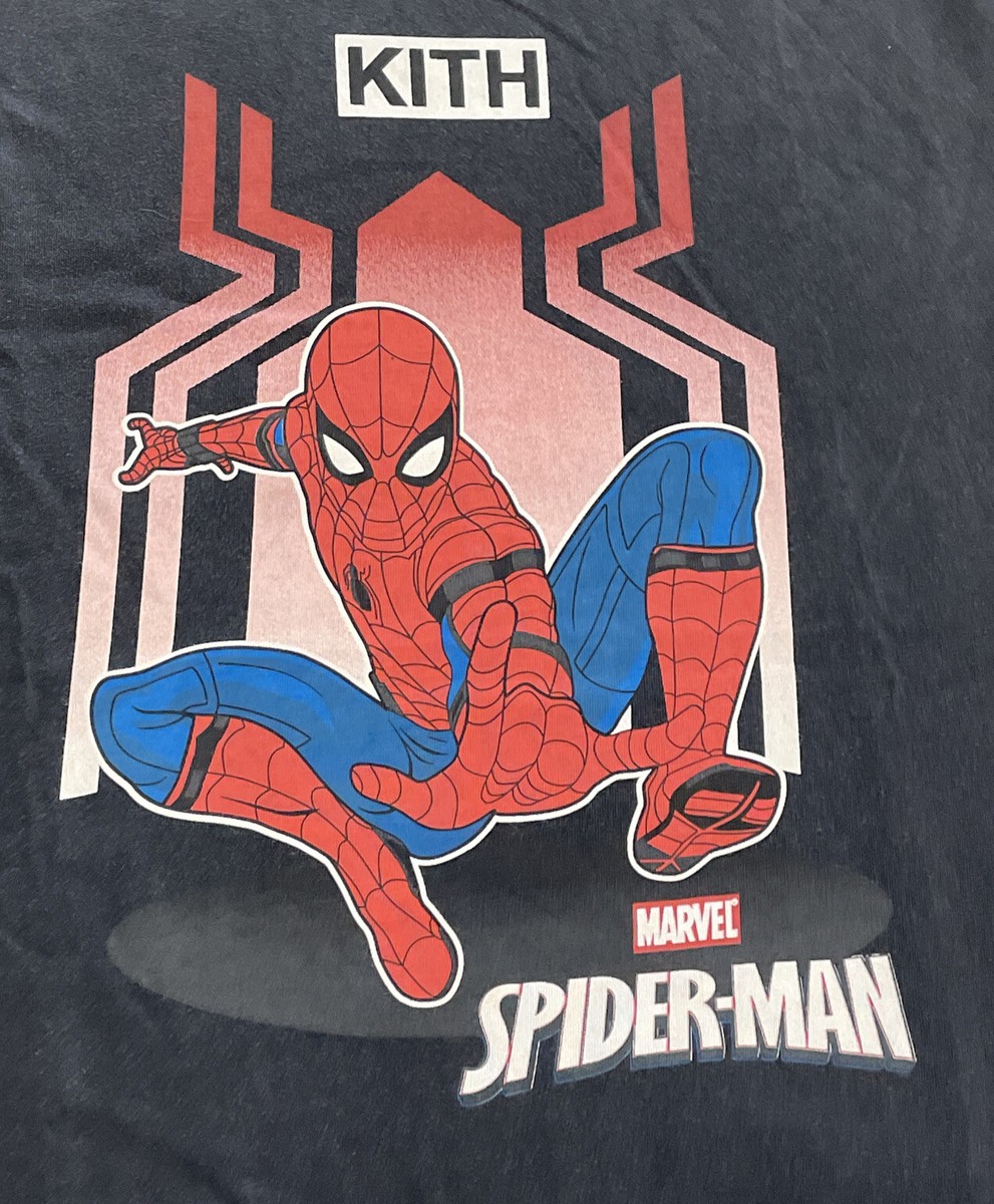 Kith Men's Marvel Spider-Man Tee Cotton Long Sleeve Black