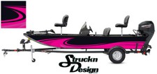 Pink Swirl Graphic Abstract Design Wrap Fishing Bass Boat Vinyl Decal USA Kit  