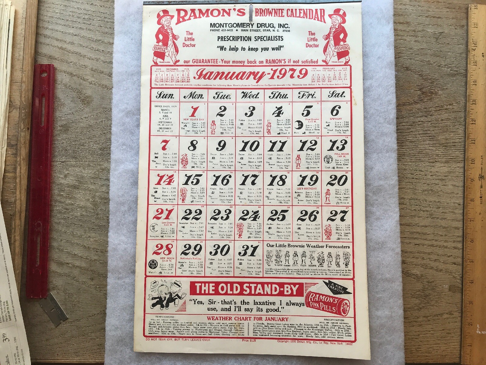 1979-ramon-s-brownie-calendar-montgomery-drug-store-star-north-carolina-ebay