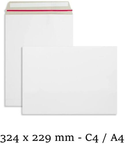 25 x C4/A4 All Board White Envelopes Cardboard Strong Mailer Peel Self Seal NEW - Picture 1 of 3