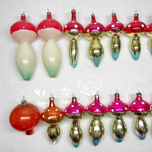Vintage glass Christmas tree Ornament decoration Mushroom soviet USSR №574 - Picture 2 of 10