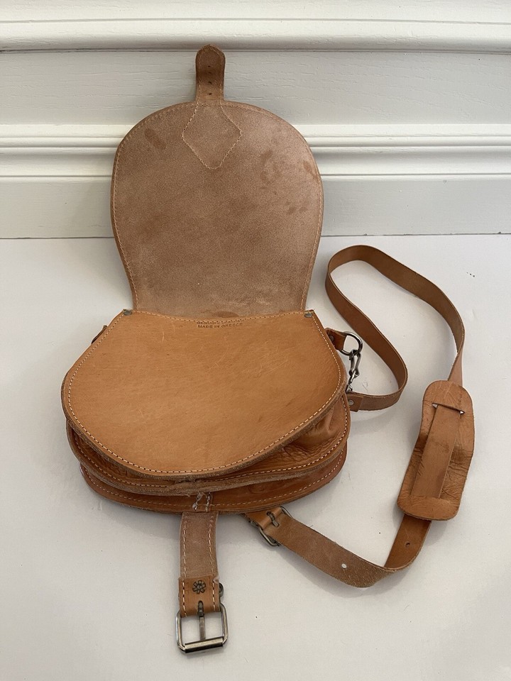 Made in Greece Genuine Leather Saddlebag Crossbody Bag Purse eBay