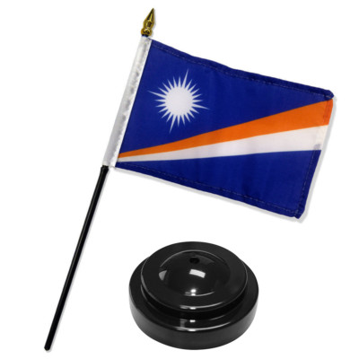 Marshall Islands 4''x6'' Flag Desk Set Table Stick Black Base
