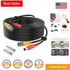 Durable 100ft BNC Cable - 20AWG Siamese Video  Power Cord for CCTV DVR Systems