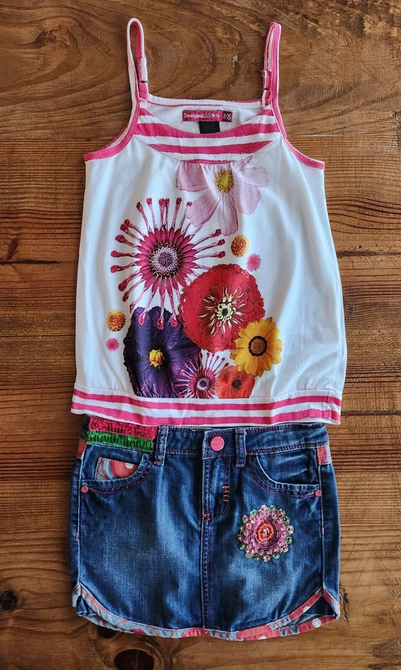 DESIGUAL Niñas 7/8 Embellecido Denim Falda y Top Dos Piezas Foto 2 de 4