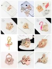 LiliDreamStore 360 Rotating  Crystal Cell Phone Finger Ring Stand Holder -Pink