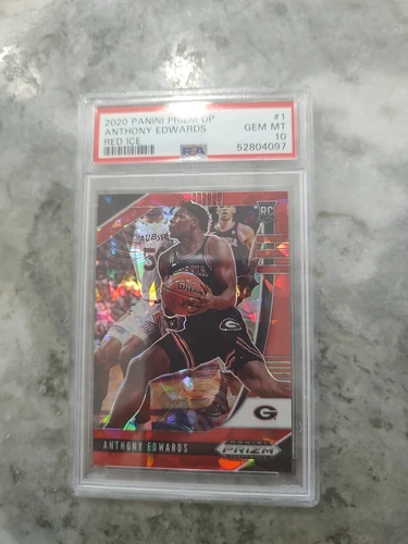 2020 RC Prizm Draft Picks Anthony Edwards Red Ice Rookie #1 PSA 10 Georgia DP