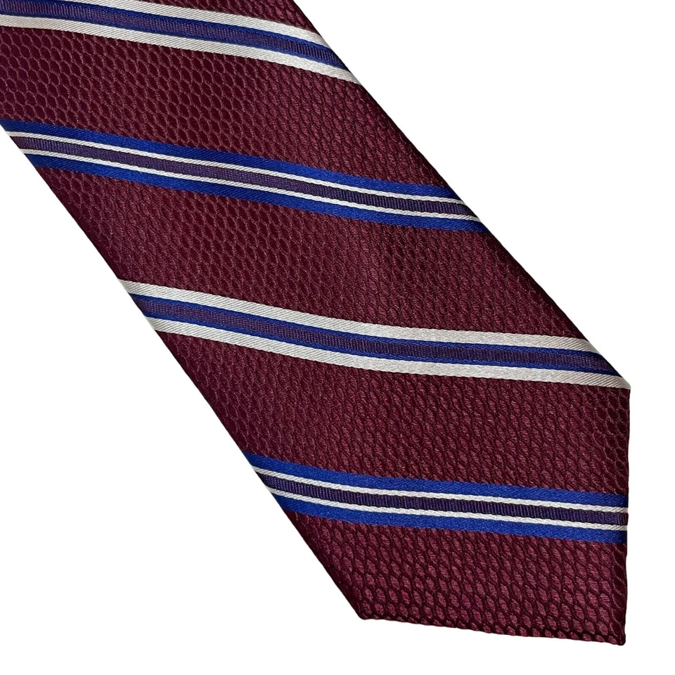 Gravata masculina listrada azul marrom branca Alan Riverer - Imagem 4 de 4