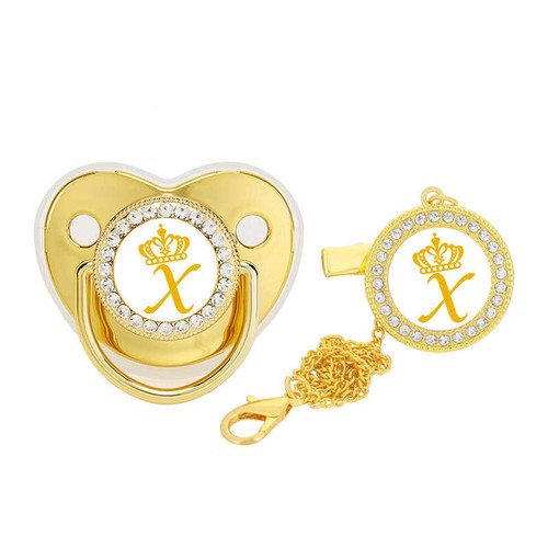Crown 26 Letters Baby Spot Drill Pacifier Baby Golden Soothing Baby Pacifier - Picture 37 of 39