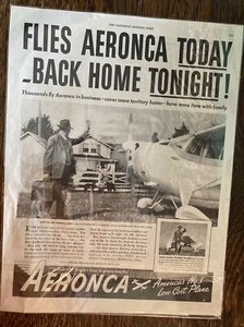 Aeronca Magazine Ad Saturday Evening Post September 1946 (aircraft)