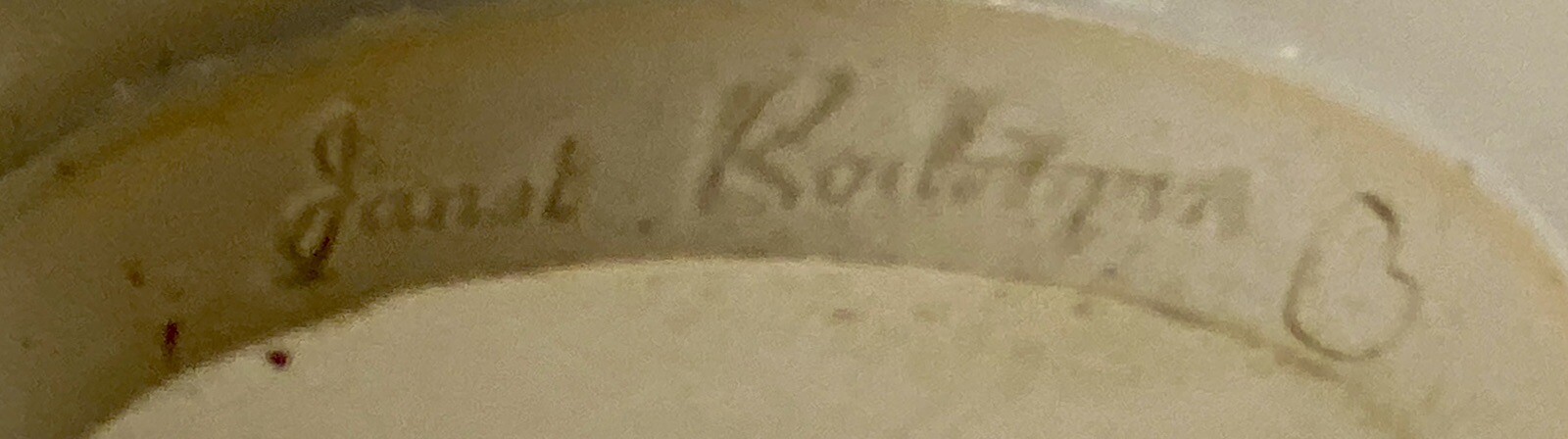 Art Pottery Pair Nesting Bowls by Janet Rodriguez in Green & White, 10+" and 8+"