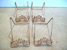 Lot 4 Metal Wire Easel Plate Picture Display Stand Cherub Victorian Gold 2 1/2"