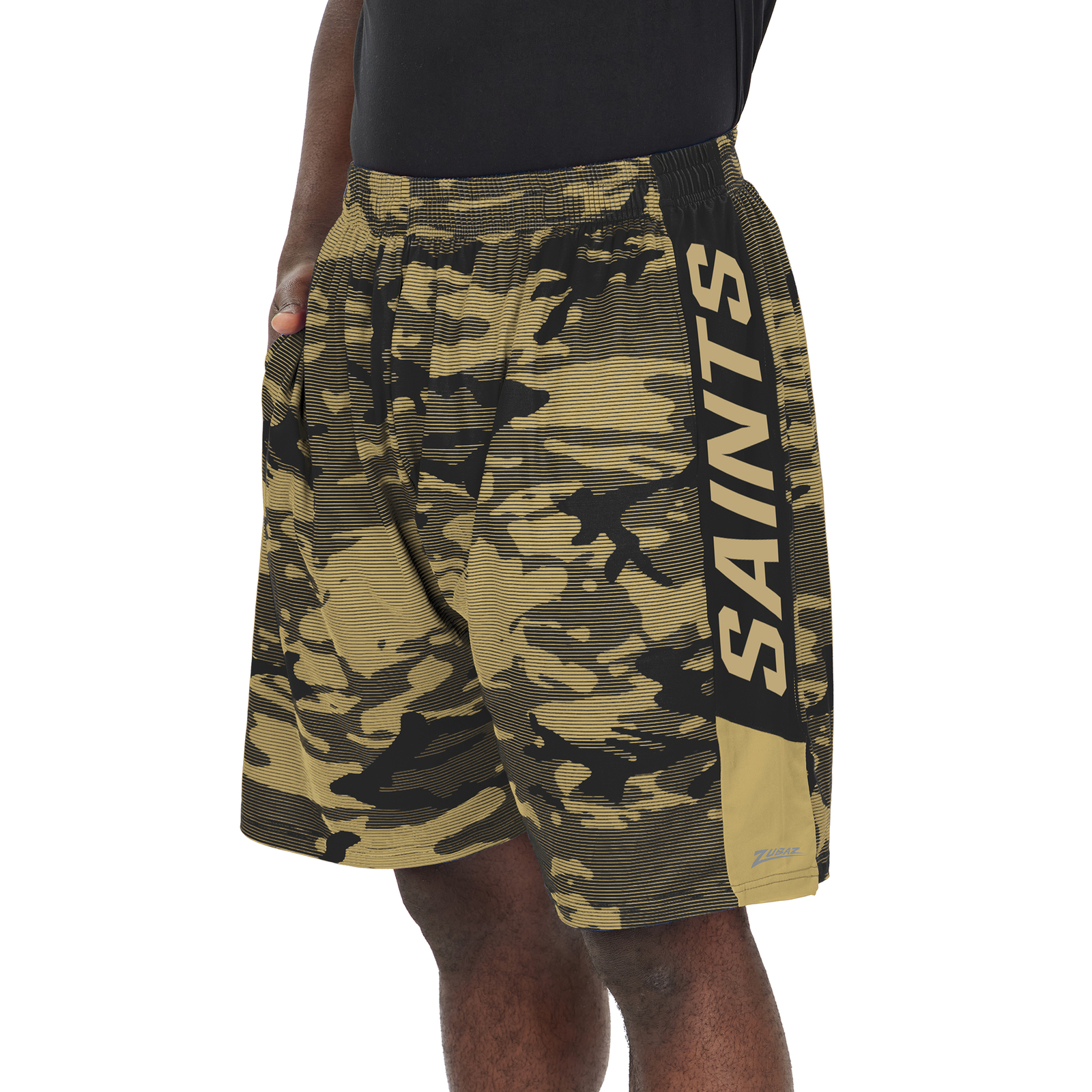 Легкие шорты Zubaz Mens NFL New Orleans Saints с камуфляжными линиями