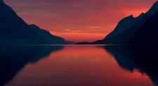Landscape nature mountains fjord sunset outdoors calm Custom Gaming Mat Desk