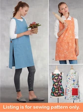 SEWING PATTERN Womens Full Apron Smock Large Pockets Easy Simple Art Crafts 9409