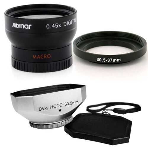 30.5mm Wide Angle Lens, Silver Hood for JVC Everio GZ-MG130,30.5 Camcorder NEW - Picture 1 of 1