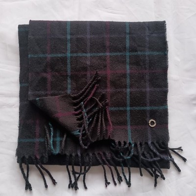 VTG Calvin Klein Plaid Scarf 11 x 70'' Metal Washer LOGO Y2K Emblem 90s Unisex