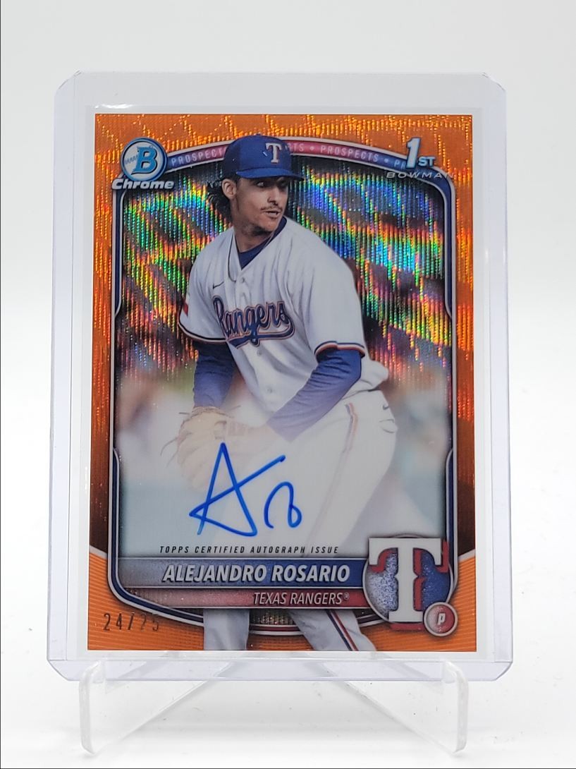 ALEJANDRO ROSARIO 2025 BOWMAN CHROME 1ST AUTOGRAPH ORANGE WAVE AUTO /25 Q6027
