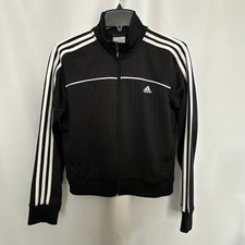 Adidas Womens Full Zip Track Jacket Embroidered Logo Black Medium 3919