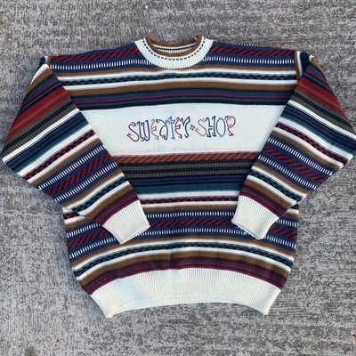 The Sweater Shop Vintage Men's Striped Knit Jumper Retro Rare