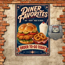 Bold Vintage Typography Retro Diner Fast Food Metal Tin Sign 8x12