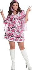 Costumes USA Hippie Girl Adult Costume Set  Plus 18-20  1 Set, Pink