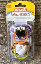 Set Of (2) Munchkin Halloween Pacifiers- OWL & GHOST -Orthodontic Tip-Brand New