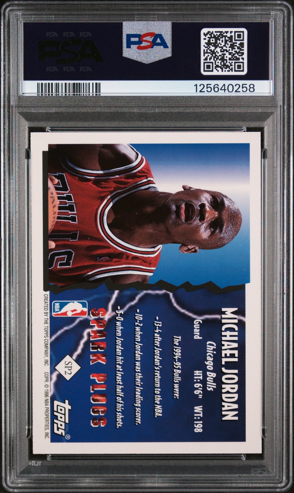 1995 TOPPS SPARK PLUGS #SP2 MICHAEL JORDAN PSA 8 view 2