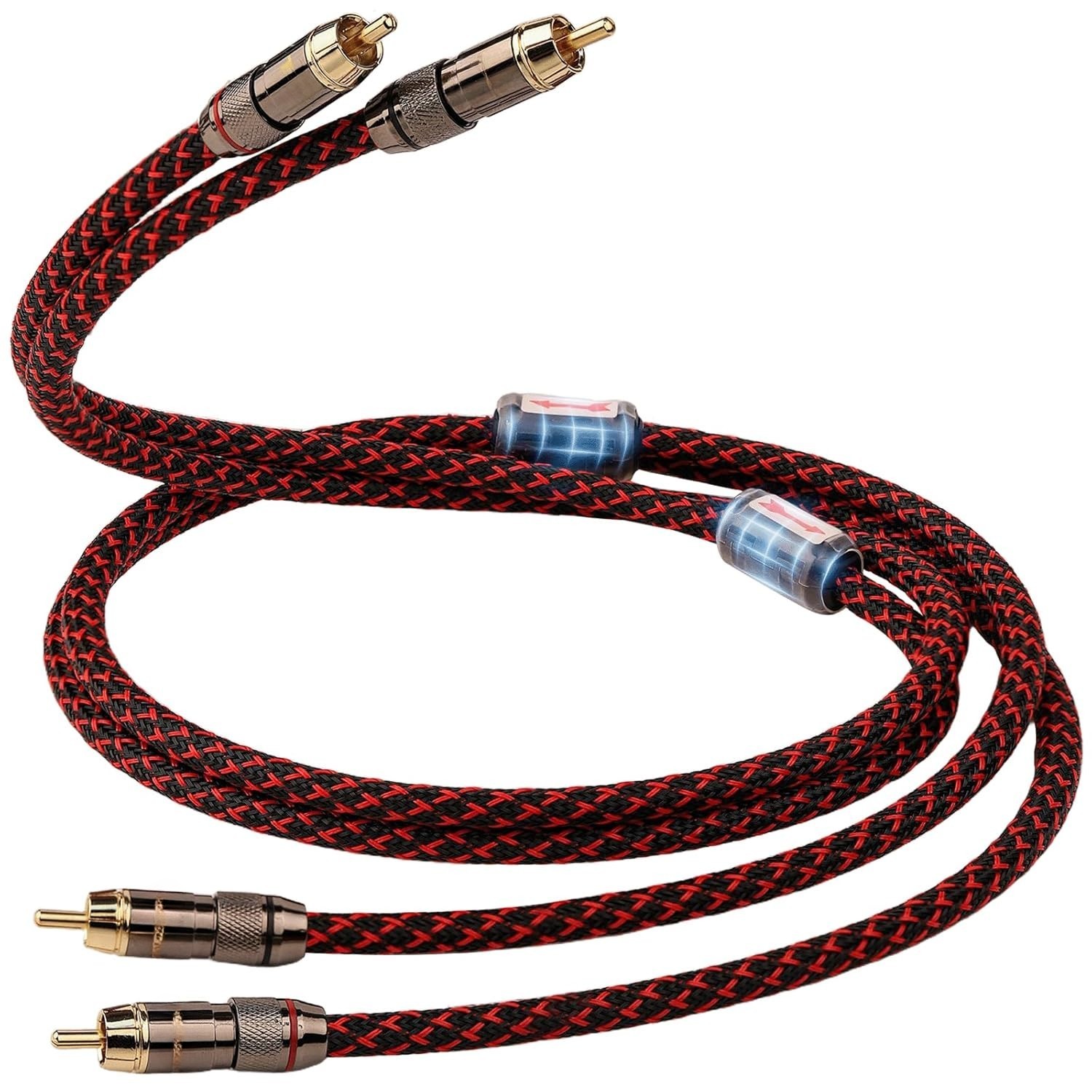 Pair OFC HiFi RCA Audio Cable with Gold Plated Plug Interconnect Shielded Cord