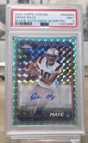 DRAKE MAYE - 2024 Topps Chrome Rookie Auto Aqua Sonar #78/199 PSA 9 Rc