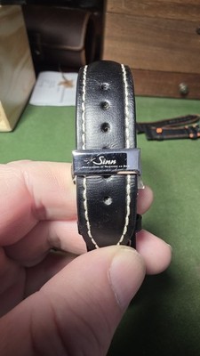 Sinn Lederarmband Schwarz 20mm mit Faltschließe Uhrband