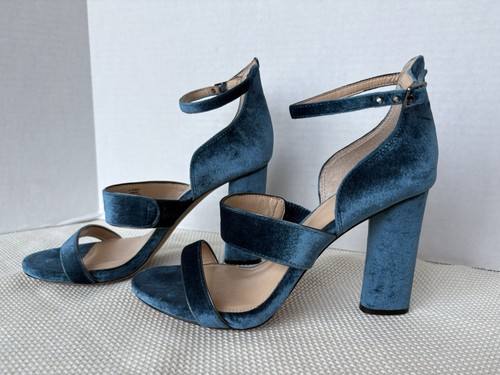 Vince Camuto Size 10 Teal Velvet Strappy High Heel Sandals - Picture 9 of 10