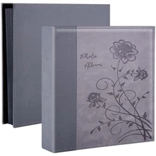 Beautiful Grey Leather Album Holds 500 Photos – Preserve Your Precious Moments