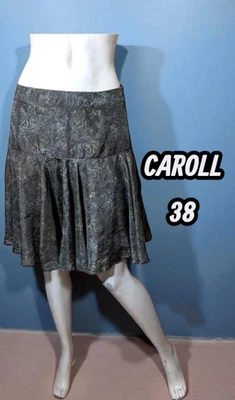 Caroll Taille 38 Superbe jupe doublée en soie couleur kaki bronze - Photo 1/3