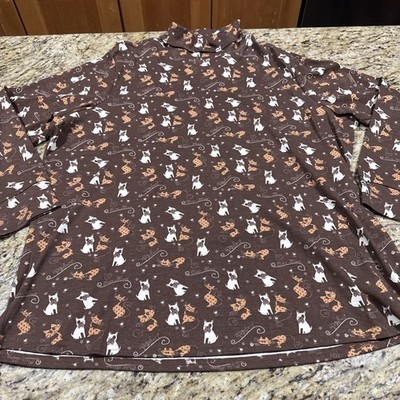 Casy Essentials Cat & Dog Shirt, Women s 2XL Turtleneck, Long Sleeve Shirt