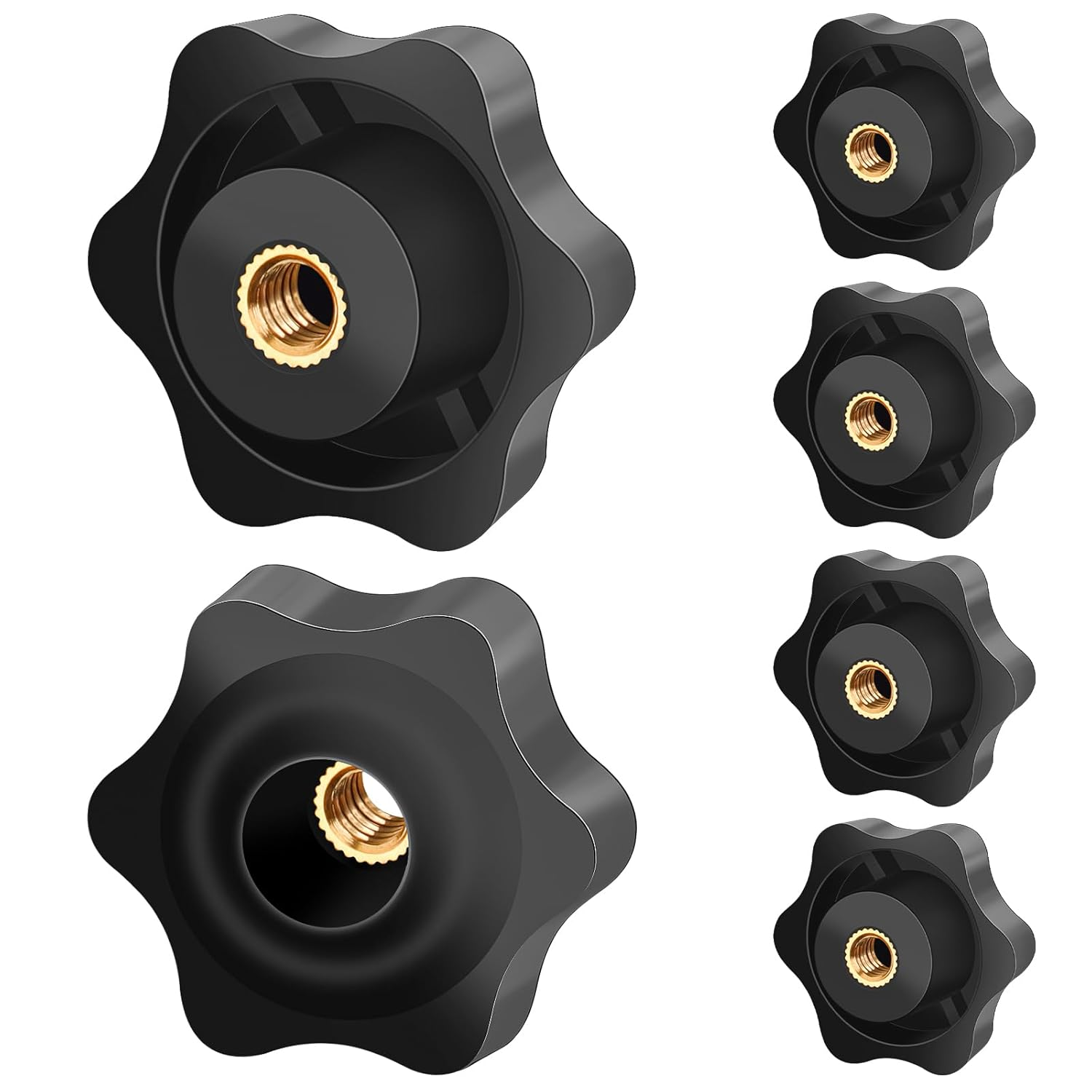 M6 Clamping Nuts 6Pcs Knob Grip Screw,Plastic Star Nuts for Machines and Systems