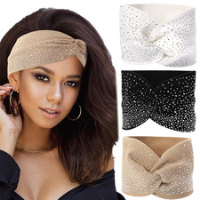 Sparkly Crystal Bling Fancy Headbands with Stretchy Elastic Head Wraps and Turba