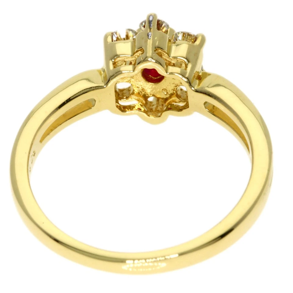 Anillo de diamantes rubí MIKIMOTO K18 oro amarillo damas [usado] Foto 4 de 4