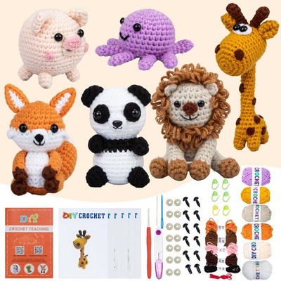 Crochet Animal Kit â   6 PCS Crochet Kit for Beginners, Kids Knitting Kit wit...