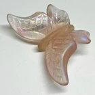 Vintage Fenton Art Glass Iridescent Pink Butterfly Figurine Paperweight 3 1/4”