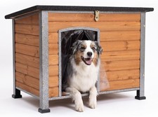 Indoor Outdoor Dog House,Anti-Chewing Iron Frame Dog Kennel,Wood Warm Pets