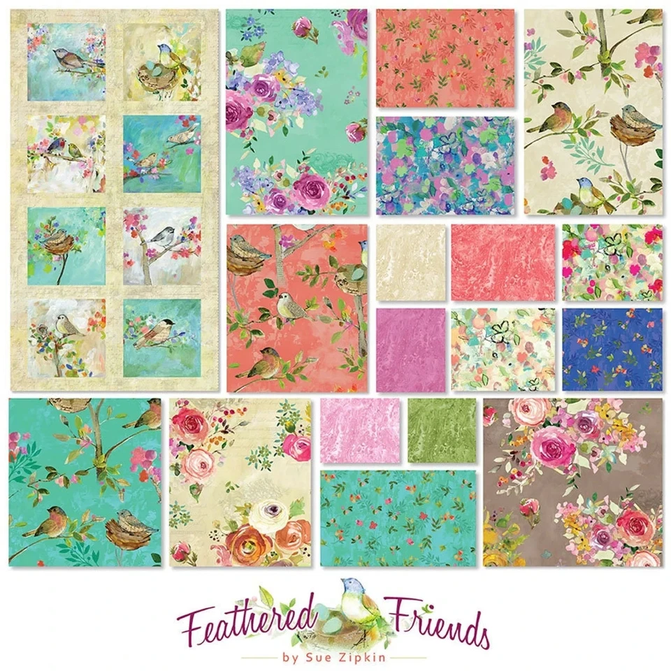 CHARM PACKS FEATHERED FRIENDS Sue Zipkin 5" fabric quilt block 51 squares - Image 3 of 4