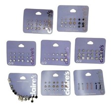 Claire's Earrings LOT 63 Pairs Pierced Ears Rhinestones Pearls Square Round 32