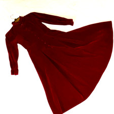 Vintage 80s DRESS size 6 maybe 8 gown Victorian costume deep red velvet