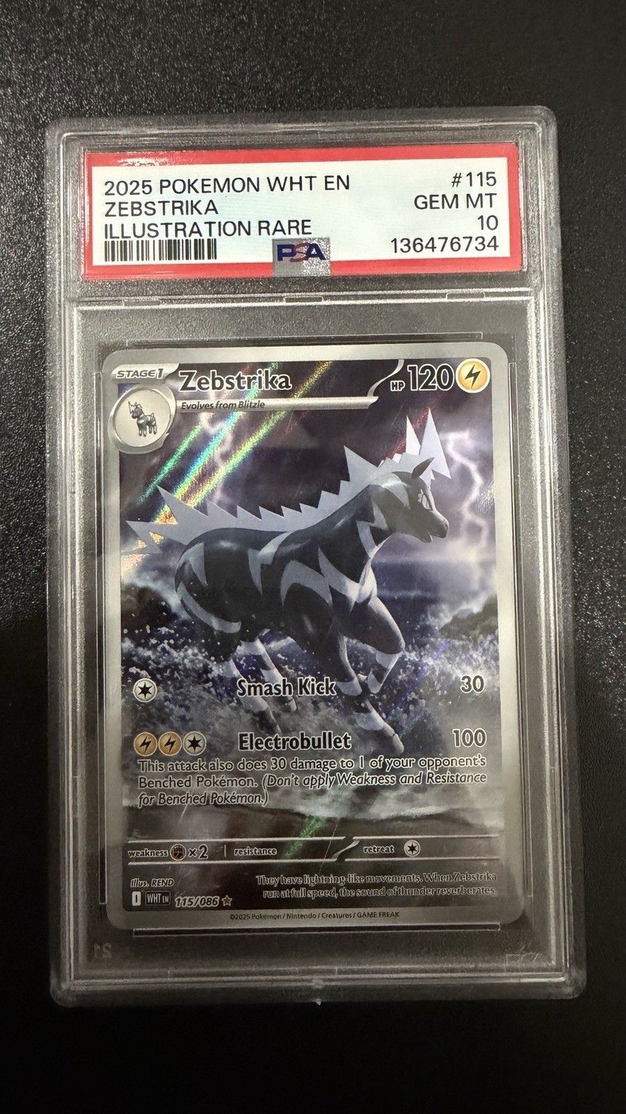 Zebstrika 115/086 SV: White Flare IR Holo ENG PSA 10 pop 80 low pop 