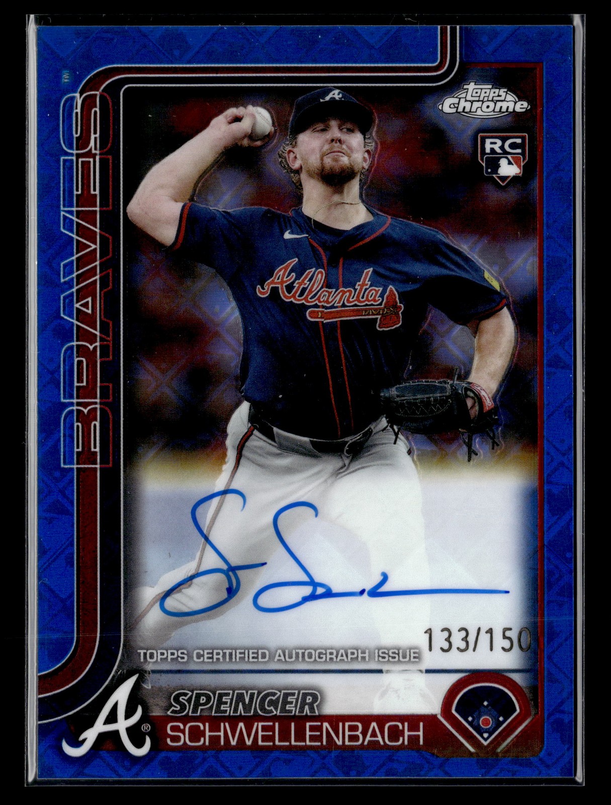 Spencer Schwellenbach #/150 RC - 2025 Topps Chrome Blue Logofractor AUTO #RA-SS