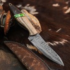 8.7" inch Damascus Steel Hunting Knife Full Tang Hybrid Handle Leather Sheath — photo 6