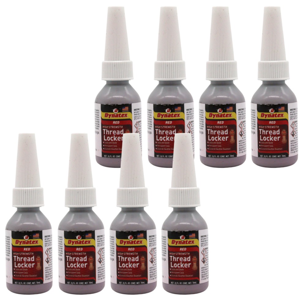 Dynatex Red High Strength Threadlocker 0.34 oz Bottle (8-Pack)