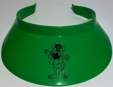 Vintage Chuck E Cheese Green Visor Showbiz Pizza Time Theatre 80s PVC Hat